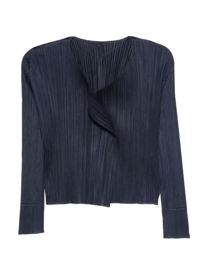Cardigan plissé à manches longues Miyake, haut d'automne