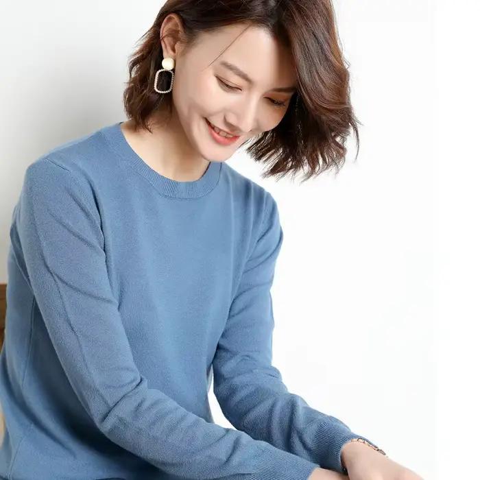 Pull en tricot à col rond pour femme
