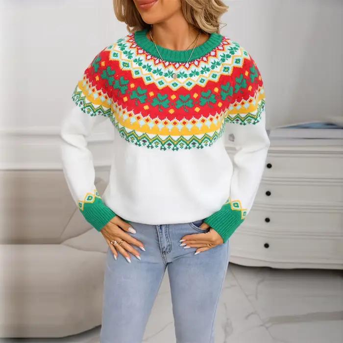 Pull rétro vert pour femmes