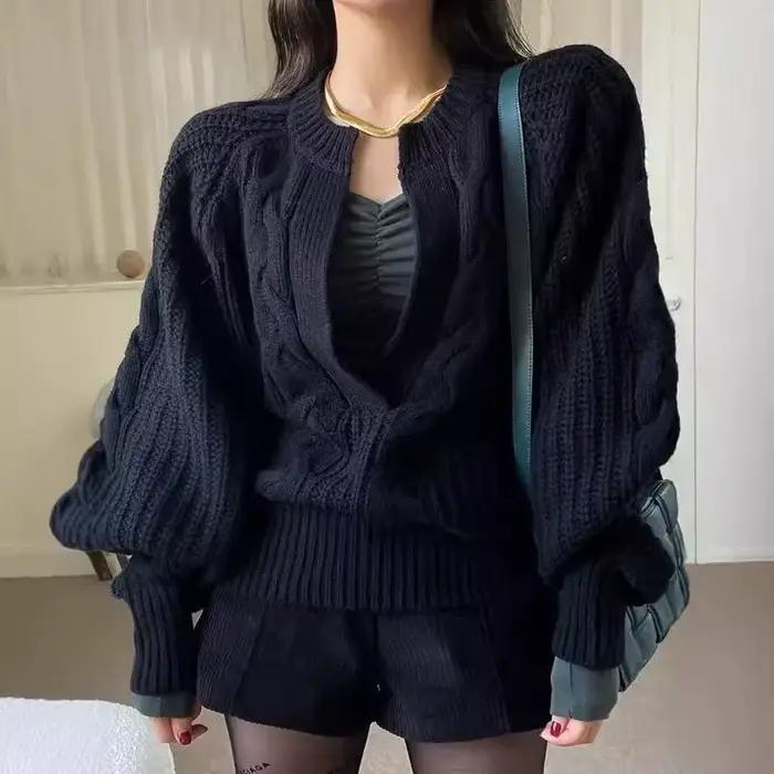 Pull à col torsadé pour femme