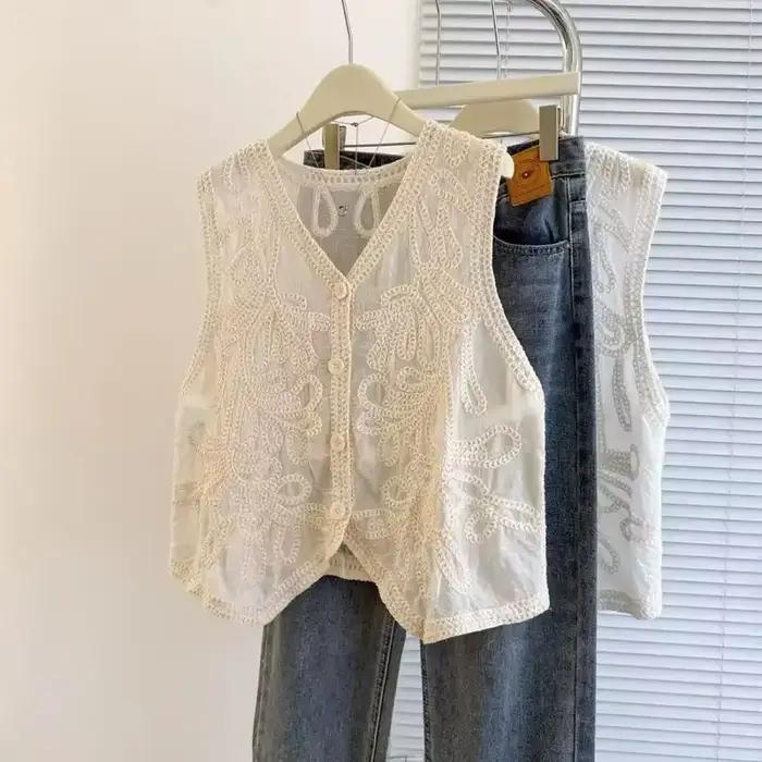 Gilet cardigan en crochet ajouré style français pour femme décontracté et élégant pour tous les jours et occasions spéciales printemps automne été