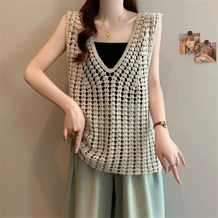 Chemisier en tricot sans manches pour femme
