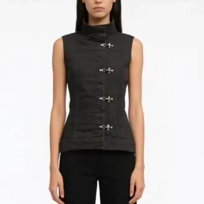 Gilet sans manches vintage chinois style rétro col montant boutonné en polyester pour femmes printemps été occaions spéciales