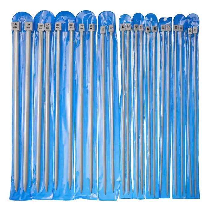 Looen 22 pièces/lot 2.0mm-8.0mm ensemble d'aiguilles à tricoter 35cm pointe unique bricolage tissage pull vêtements
