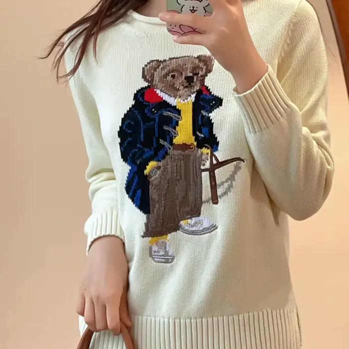 Pull en coton à motif d'ours mignon