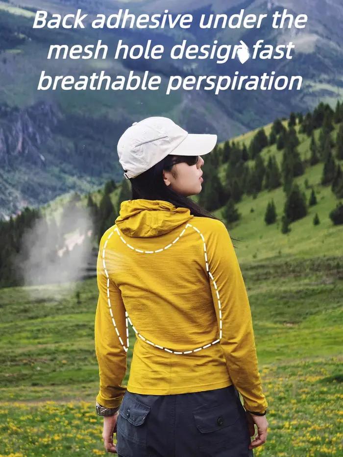 T-shirt en laine mérinos ultra-léger pour femmes protection solaire manches longues randonnée confortable et stylé