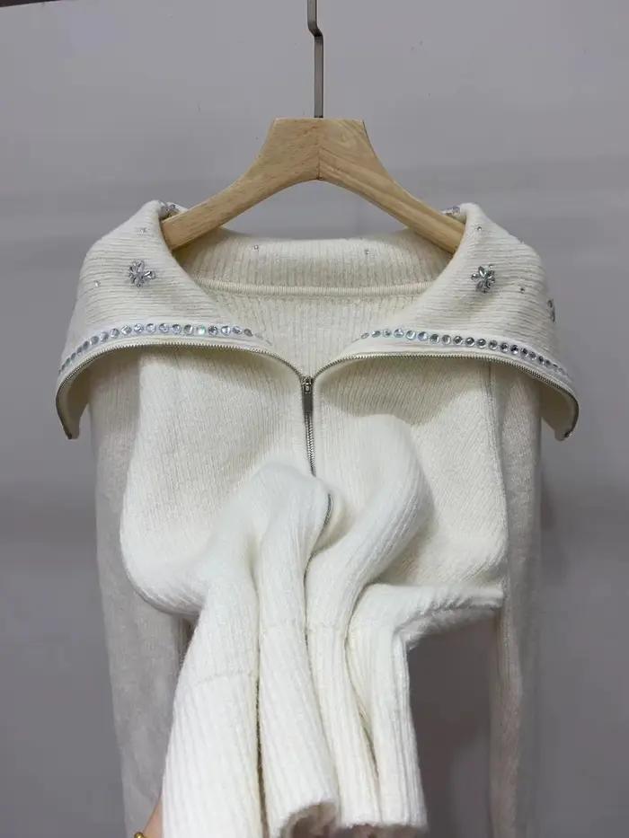 Cardigan tricoté en diamant pour femmes