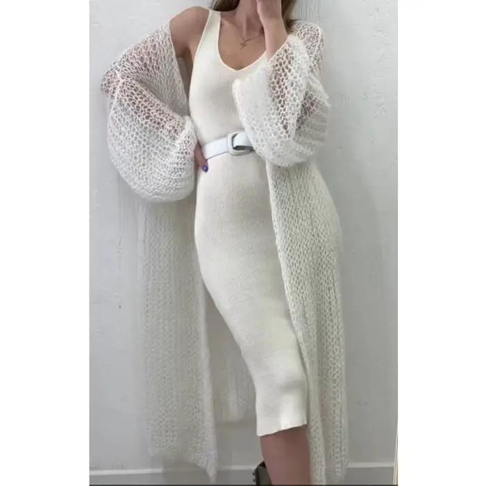 Cardigan tricoté à point ouvert pour femme