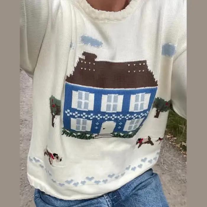 Pull en polyester ample et décontracté avec motif dessin animé pour femme, automne-hiver 2025, occasions spéciales