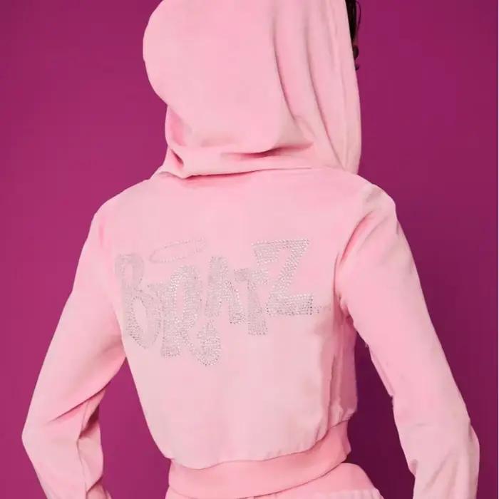 Pull femme y2k vintage street cheveux sweat à capuche rose court