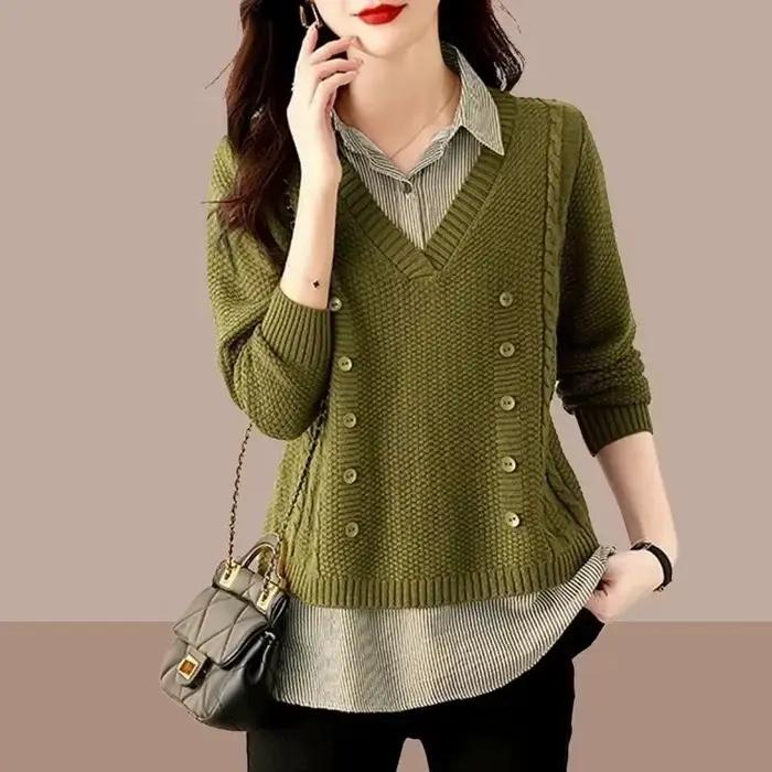 Pull en maille à effet deux pièces pour femme