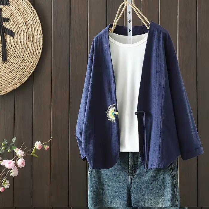 Cardigan en coton brodé pour femme