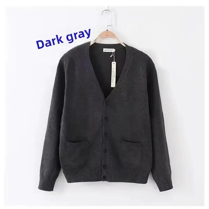 Cardigan tricoté à col en V style préppy pour femmes, uniforme scolaire junior automne hiver, vêtement d'extérieur pour étudiants occasions spéciales