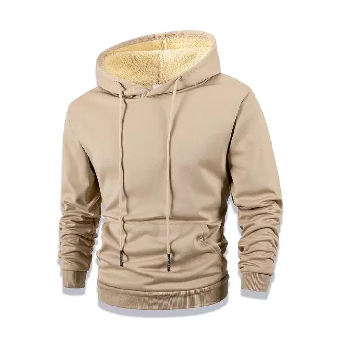 Hommes nouveau hiver chaud polaire doublé à capuche épais col rond solide basique pull sweat thermique confortable Streatwear hauts vêtements