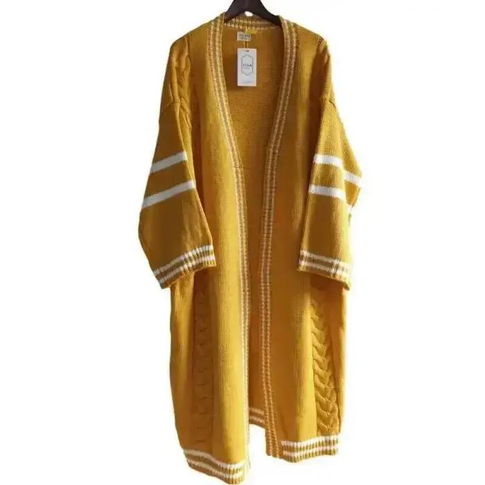 Cardigan long à rayures pour femmes