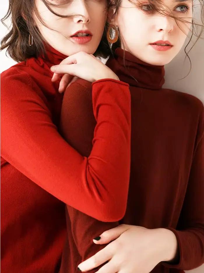 Pulls Col Roulé Femme 2026 – Nouveauté Automne Hiver – Chandail Tricoté à Manches Longues – Hauts Doux