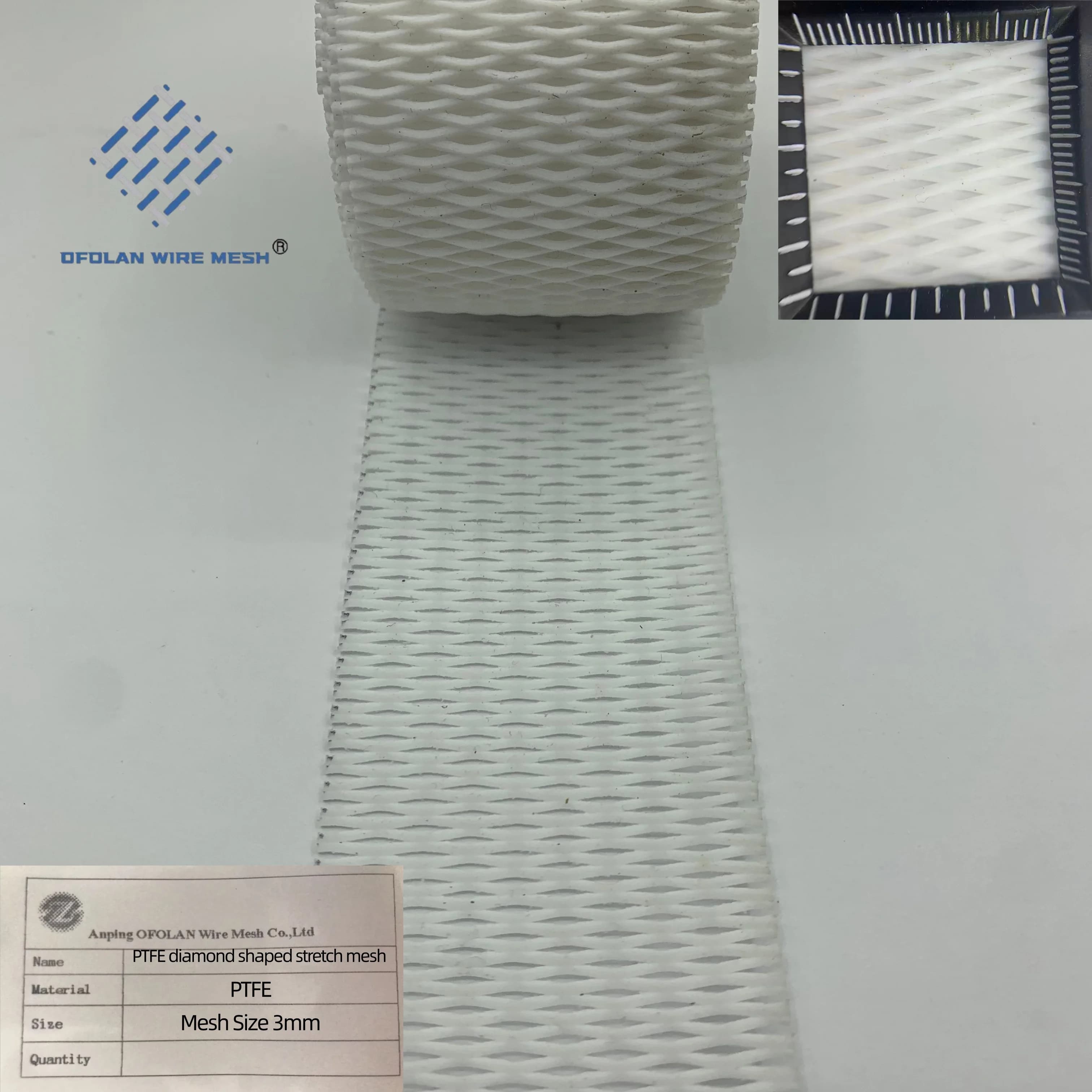 Maille extensible en forme de diamant en PTFE haute performance, flexible et matériau durable pour u