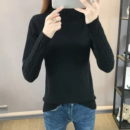Pull à col roulé pour femme, pull en tricot à manches longues pour l'hiver, pull chaud pour femme, p