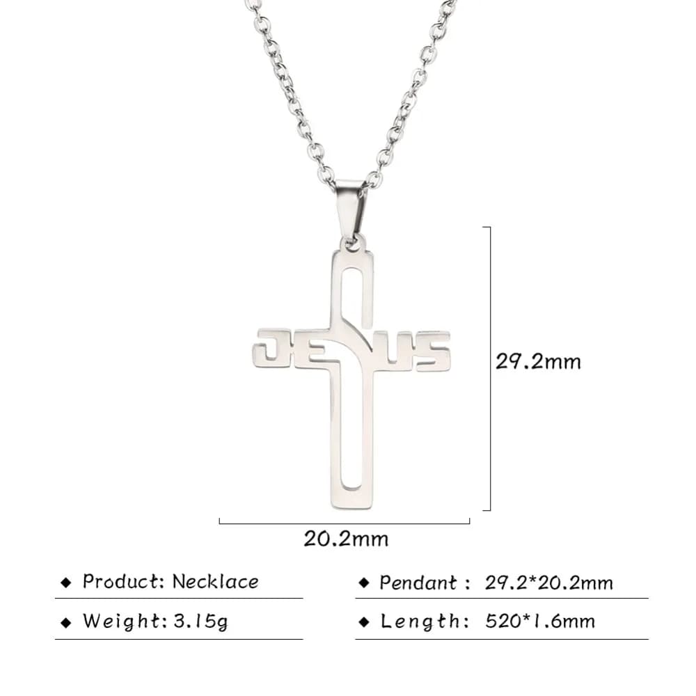 My Shape Collier en Acier Inoxydable en Forme de Croix de Jésus, Pendentif de Document en Or, Bijoux