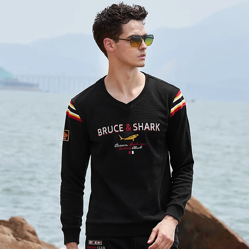 Pull décontracté à manches longues pour hommes, broderie Bruce & Shlavabo, mode masculine, épais, tr