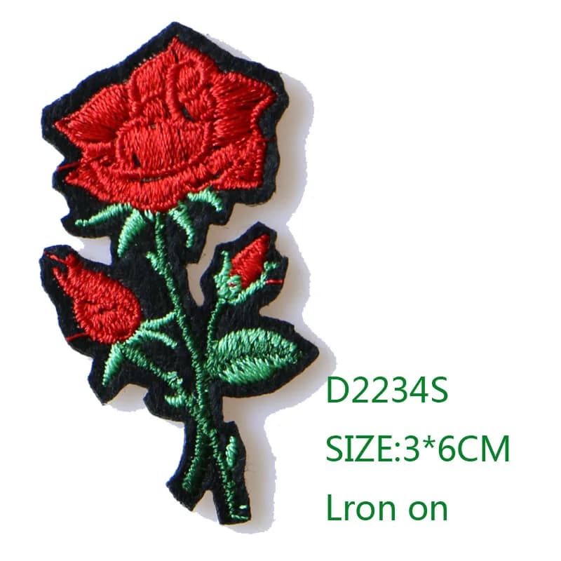 Rose avec feuilles d'amour, patchs brodés au fer, pour vêtements, bricolage, rayures, autocollant Pa