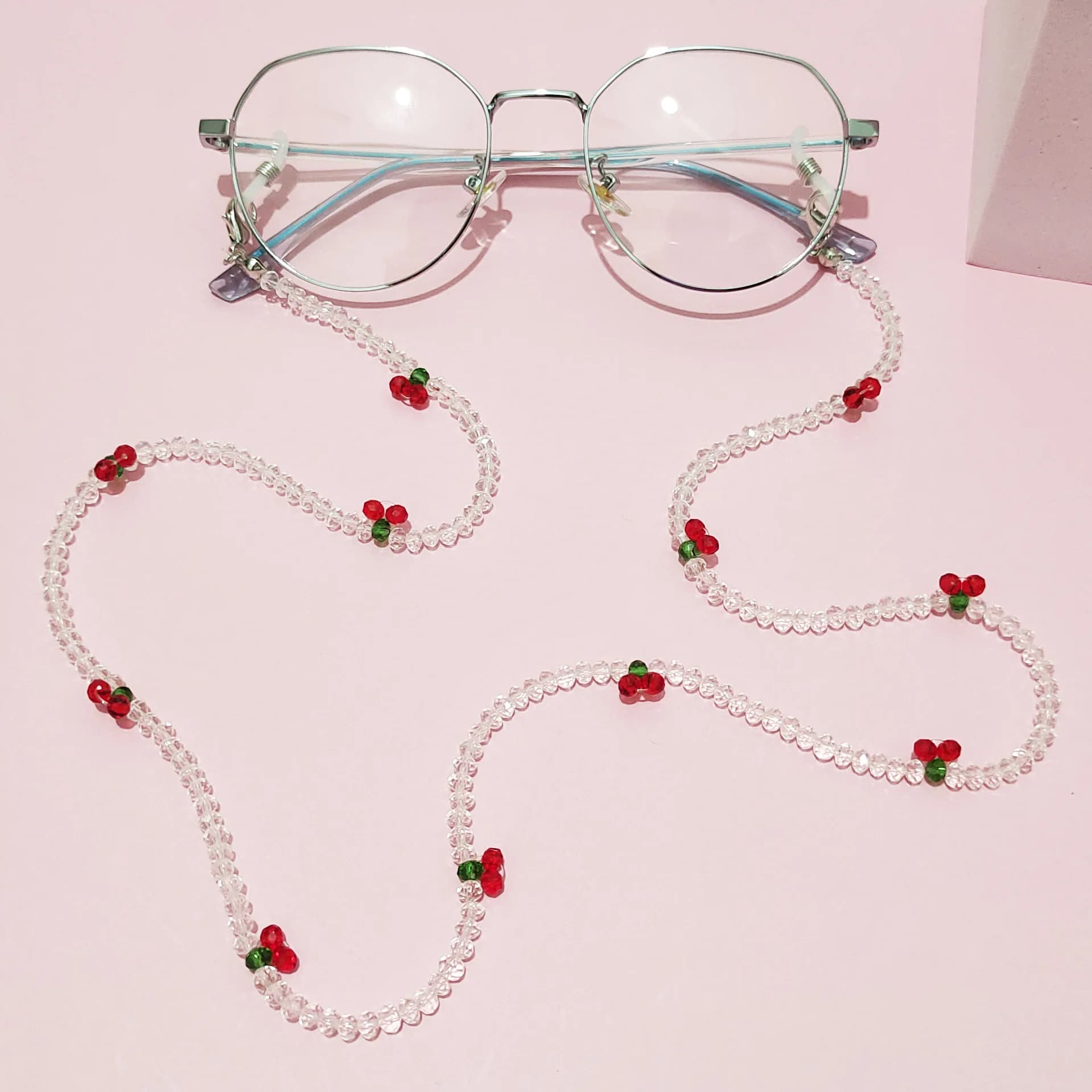 Lunettes de soleil chaînes de masquage chaînes de masque chaîne de lunettes cerise pour femmes rétro