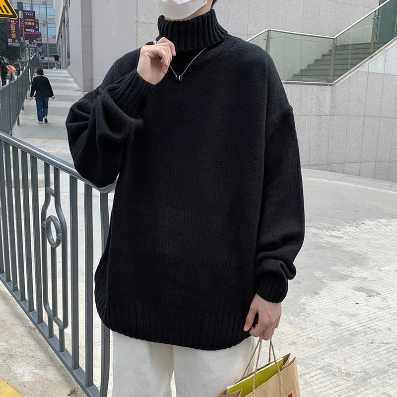 Nouveaux chandails à col roulé hommes pull tricoté en vrac Streetwear hommes pull surdimensionné mod