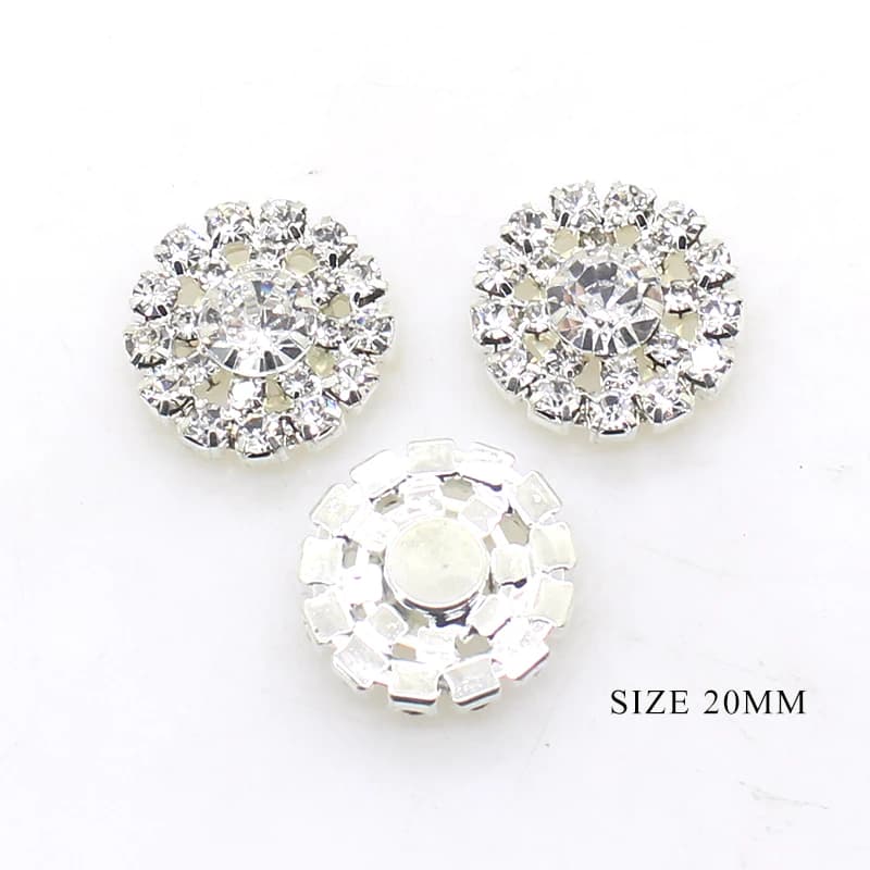 Strass bouton en métal pour vêtements 20mm 10 pièces/lot couture travail manuel ruban de mariage déc