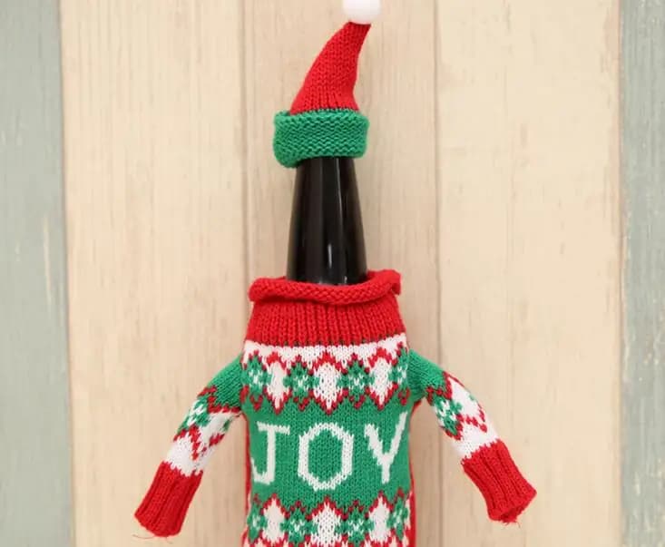 Ensemble de bouteilles de chandails en tricot, pour décorer noël, vin rouge, bière, couverture, hôte
