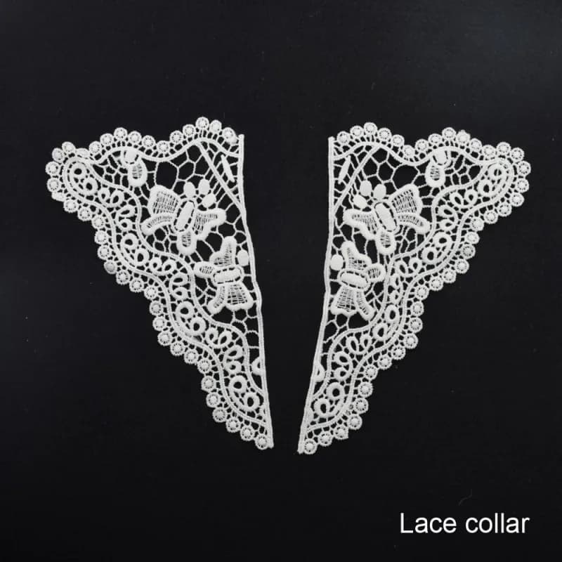 Faux col en dentelle brodée blanche, fournitures de couture appliquées pour bricolage, guipure afric