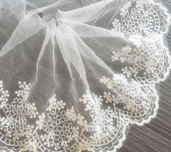 3 mètres/lot 11cm filet de coton blanc garniture de dentelle broderie dentelle tissu accessoires de 