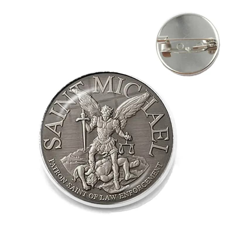 Broche Cabochon en verre archange St. Michael, me protège, bouclier Saint, breloque de Protection, é