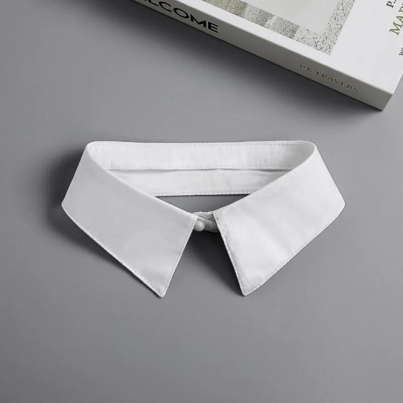 Faux col en mousseline de soie pour femme, manches en coton, chemise amovible, chemisier à revers, h