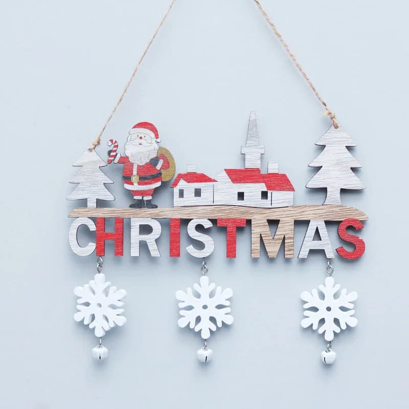 Ornements de porte en bois de wapiti de bonhomme de neige de père Noël de Noël, décoration murale de