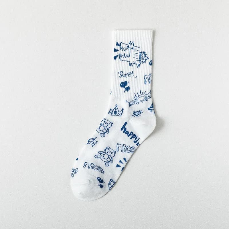 Chaussettes en coton pour femmes, chaussettes mignonnes de dessin animé japonais coréen, noël, ours 