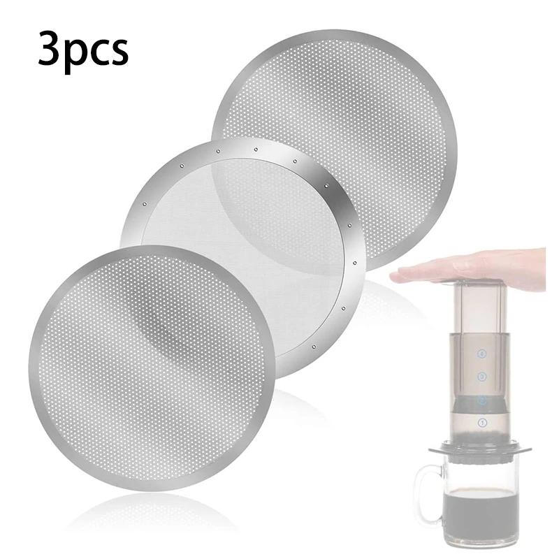 Filtre à café réutilisable en métal argenté, maille pour cafetière Aerosouhaits, machine à expresso,