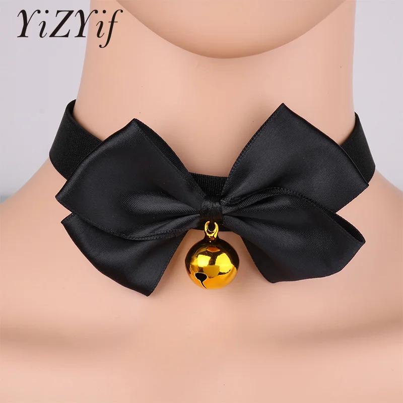 Collier ras du cou à nœud papillon, avec cloche réglable, cloche à ruban doux, Sexy, petit nœud de c