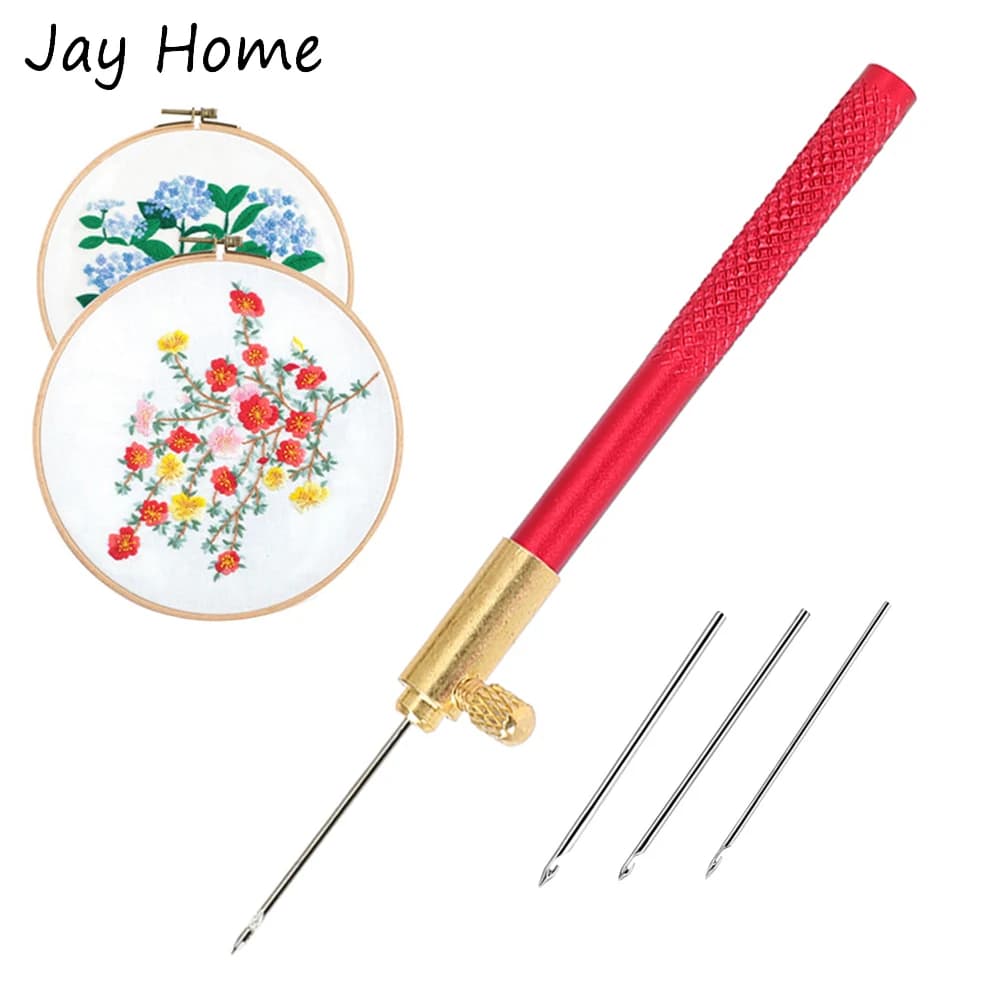 Crochet de Tambour avec Ensemble de 3 Pinces Grosses, Broderie, Perles, Outils de Coutures Française