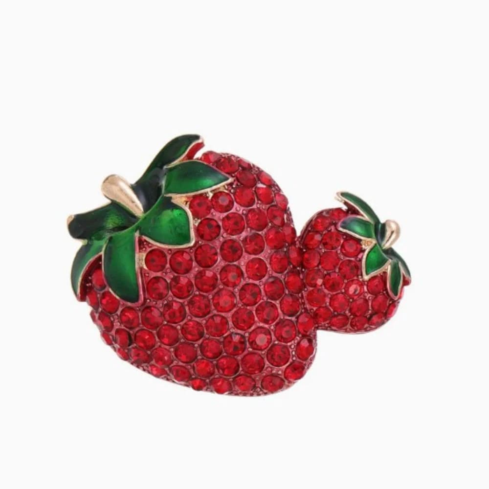 Broche Fraise Tendance en Strass, Broche Décorative pour la Ceinture et la Fermeture des Vêtements, 