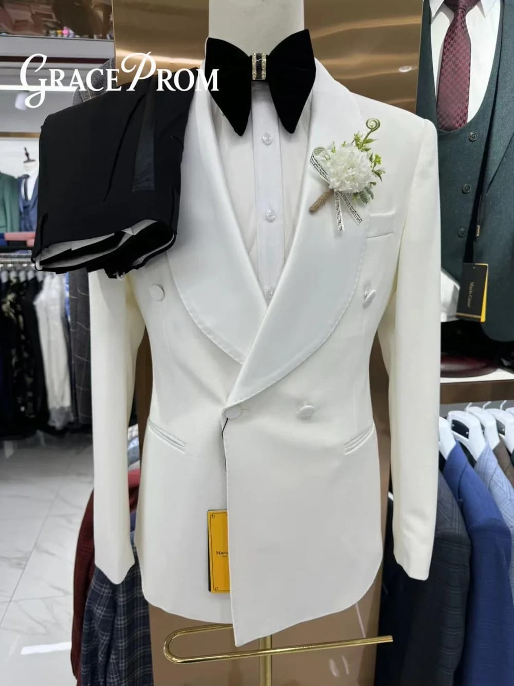 Ensemble 2 pièces pour hommes, col châle formel, costume de smoking classique à Double boutonnage, a