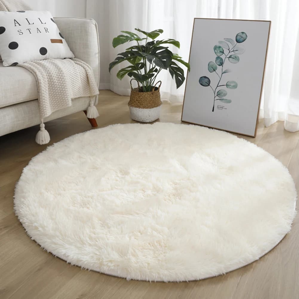 Tapis shaggy rond super doux pour la maison, 40/60/80cm, 1 pièce, multicolores au choix, pour la déc