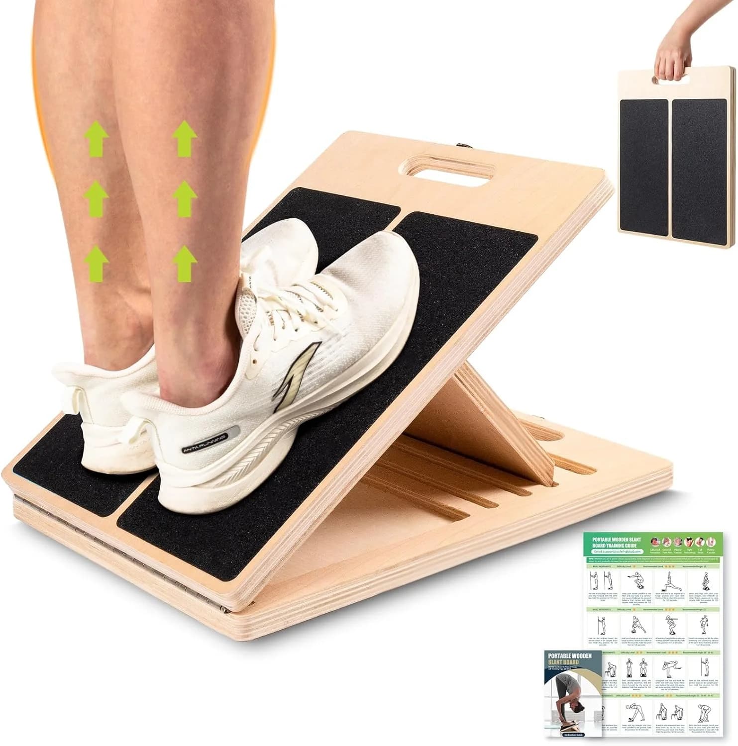 Planche inclinée pour l'étirement des mollets, planche inclinée en bois portable réglable pour civiè