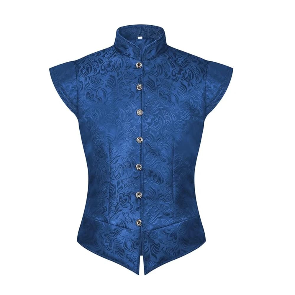 Gilet gothique victorien Renaissance à col haut, motif Jacquard Floral, bouton sur le devant, Costum
