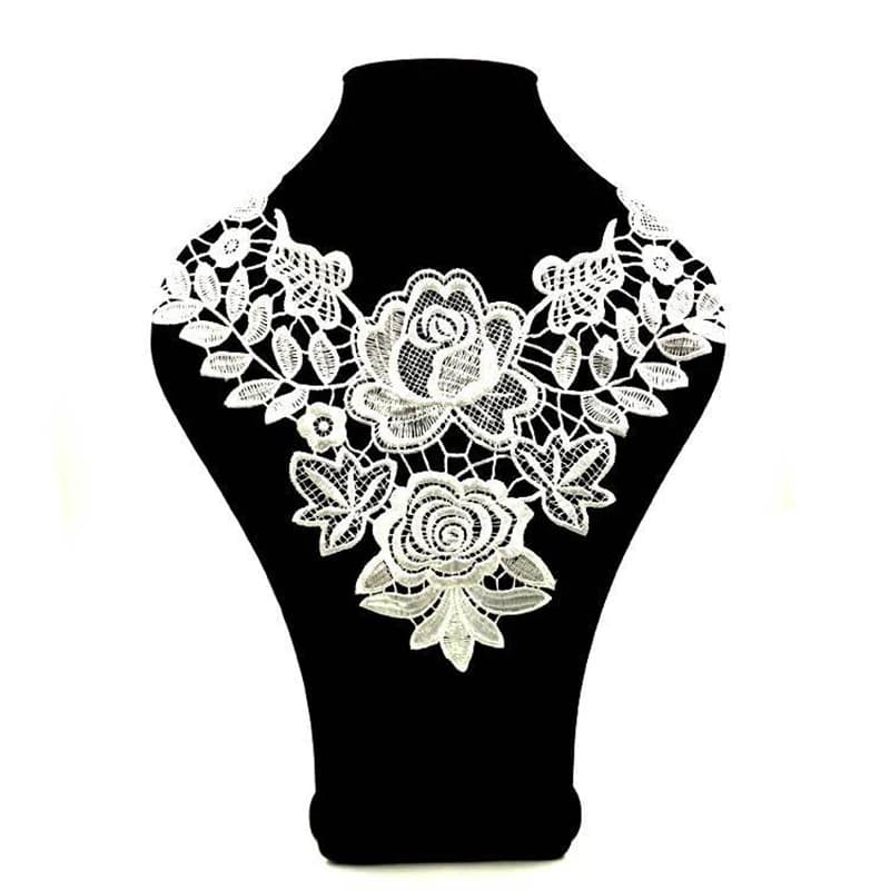 Faux col de chemise en dentelle pour femmes, chemisier réglable, décolleté de pull, broderie florale