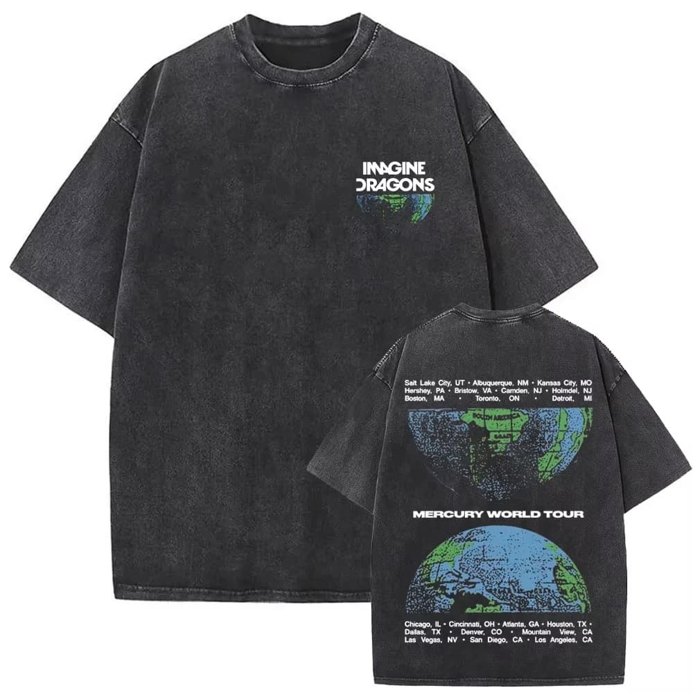 T-shirt vintage délavé Imagine Dragons Loom World Tour 2025 pour hommes et femmes, style gothique, s