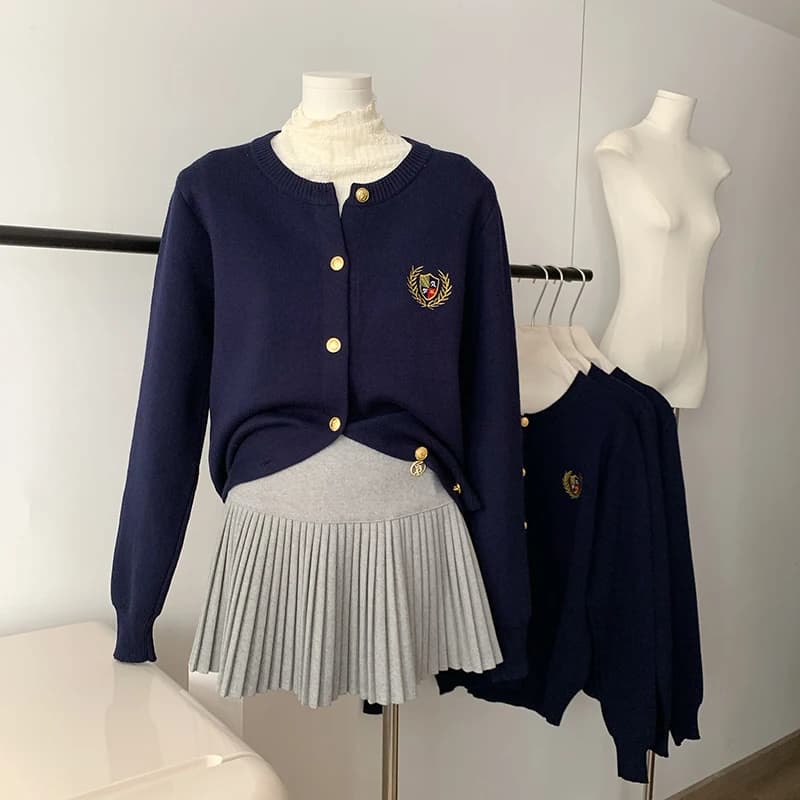 DUOJIHUI-Cardigan Brodé pour Femme, Pull Simple, Doux, Style Preppy, Classique, Chic, Mode Automne
