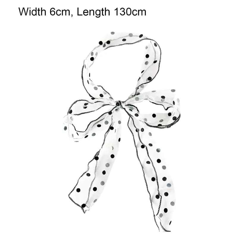 ◮ Écharpe en dentelle à pois pour femmes, accessoire de cou léger et polyvalent avec ruban, à la mod