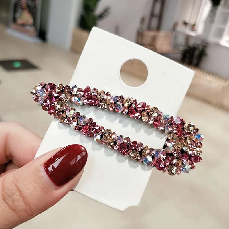 Pince à cheveux creuse luxueuse en diamant coloré, accessoires pour femmes