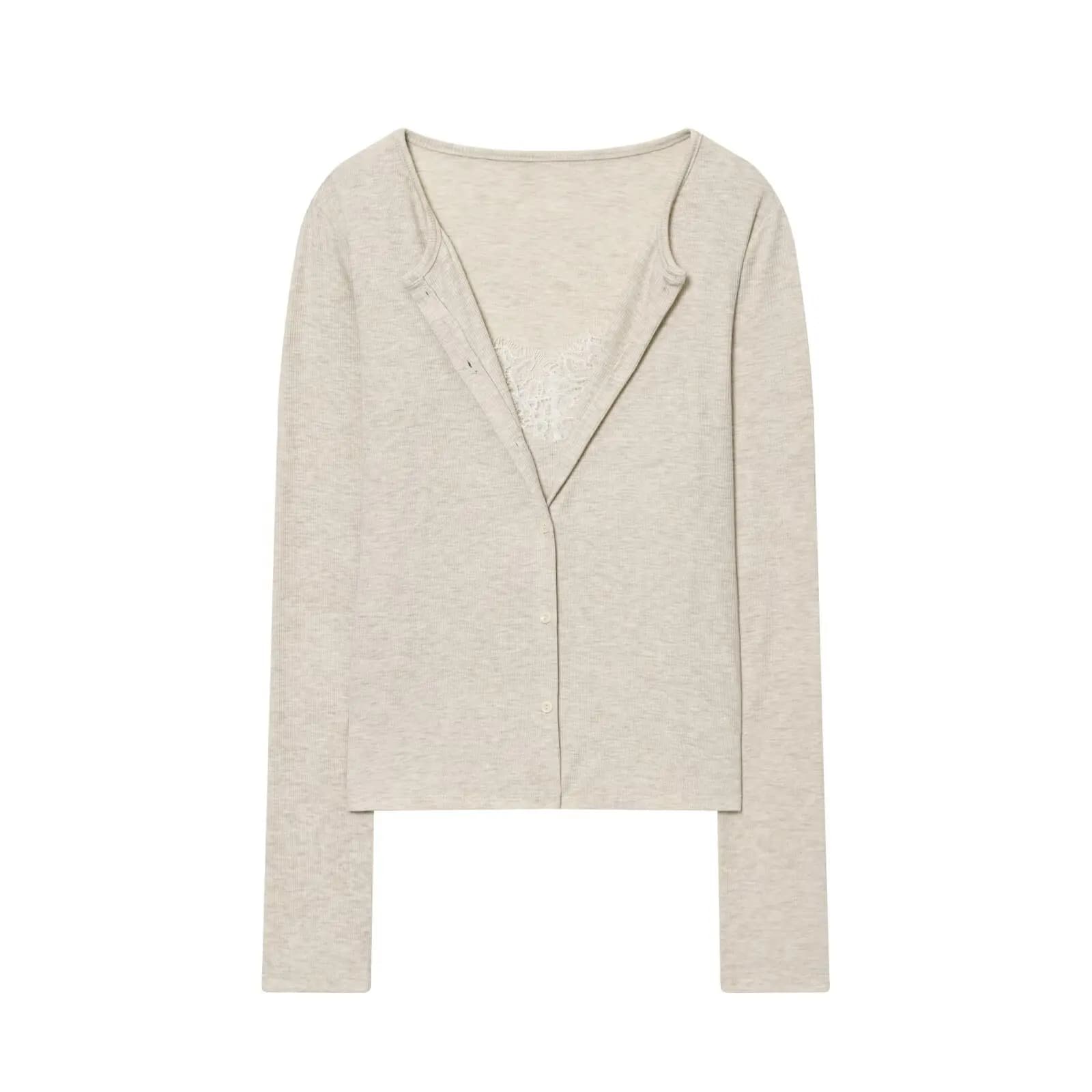 MUJER dentelle recadrée veste haut pour femme Vintage tricot Demi-saison vestes pour femmes boutonné
