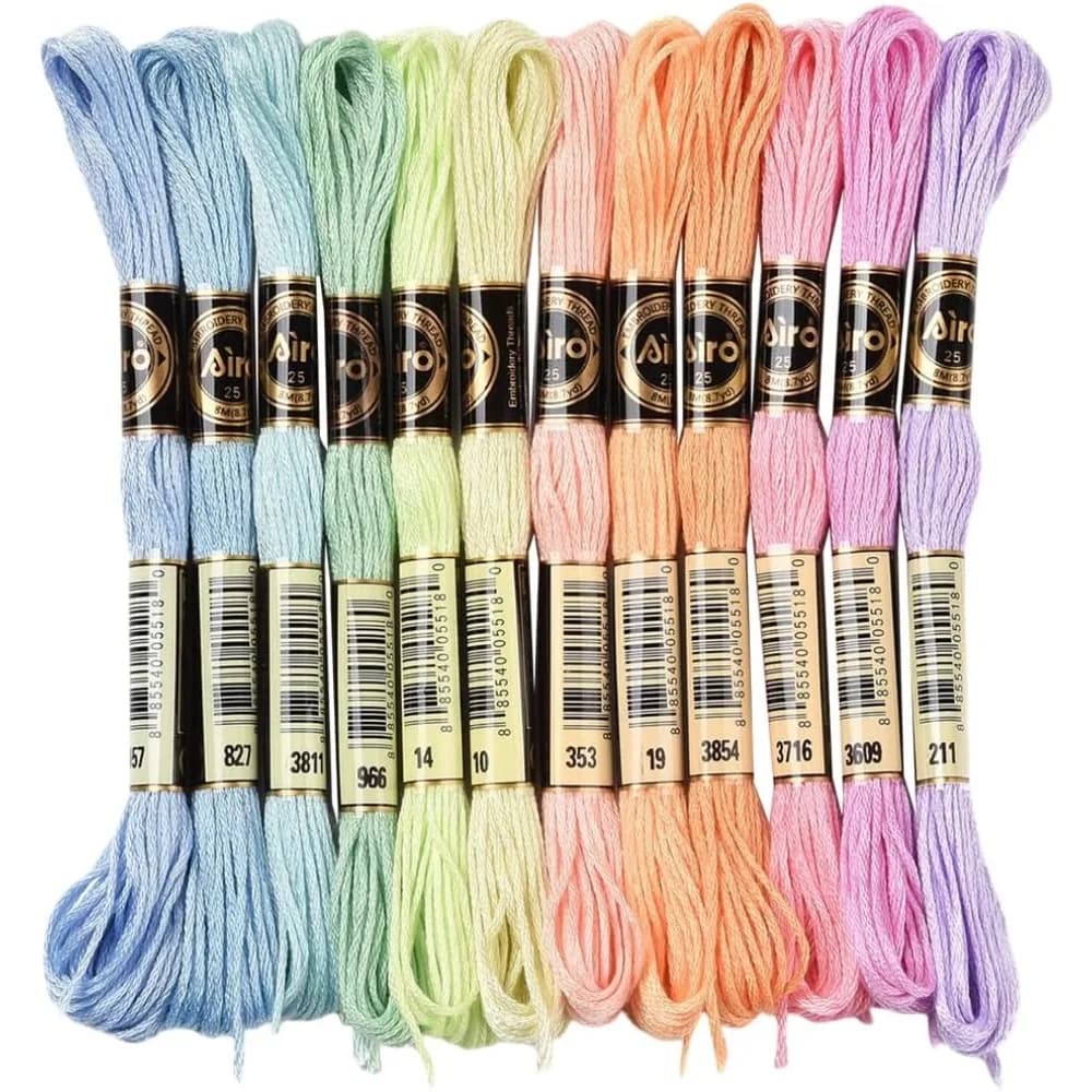 12 écheveaux 105 Yards fil à broder fils de point de croix 6 plis panais macaron Bracelet d'amitié f